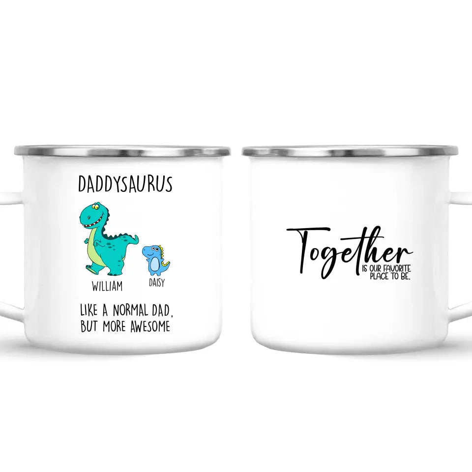 Personalised Daddysaurus Mug - Custom Dinosaur Dad Mug with Kids Names - Father’s Day Gift - Cute Personalised Coffee Cup for Dad