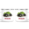 Personalised with Name, Green Dinosaur Monster Truck Kids Mug – Customised Dino-Themed Big Wheels Cup for Children – Available in 11oz, 6oz & Enamel Options