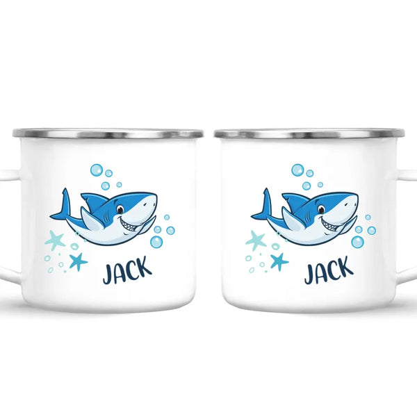 Personalised Shark Mug - Custom Name Kids Cup - Fun Ocean Shark Design - 11oz or 6oz - NZ Made