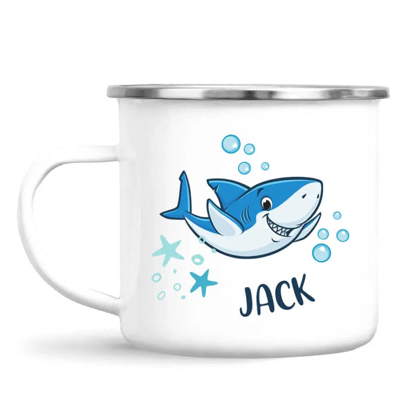 Personalised Shark Mug - Custom Name Kids Cup - Fun Ocean Shark Design - 11oz or 6oz - NZ Made
