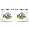 Personalised Dump Truck Mug - Custom Name Kids Cup - Construction Vehicle Theme - Ceramic or Enamel - 11oz, 6oz, or Camping Mug - NZ Made