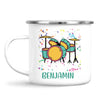 Personalised Drum Set Mug - Custom Name Kids Cup - Music Lover Gift - Ceramic or Enamel - 11oz, 6oz, or Camping Mug - NZ Made