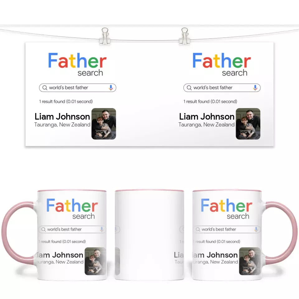 Personalised with Name & Photo, World’s Best Father Search Result Mug – Custom Dad Gift – 11oz Personalised Cup for Father’s Day, Birthdays & More