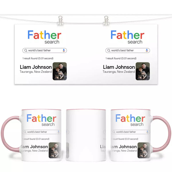 Personalised with Name & Photo, World’s Best Father Search Result Mug – Custom Dad Gift – 11oz Personalised Cup for Father’s Day, Birthdays & More