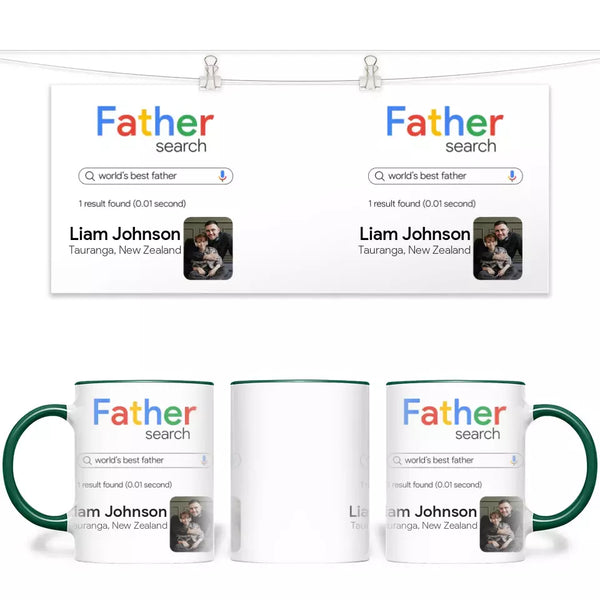 Personalised with Name & Photo, World’s Best Father Search Result Mug – Custom Dad Gift – 11oz Personalised Cup for Father’s Day, Birthdays & More