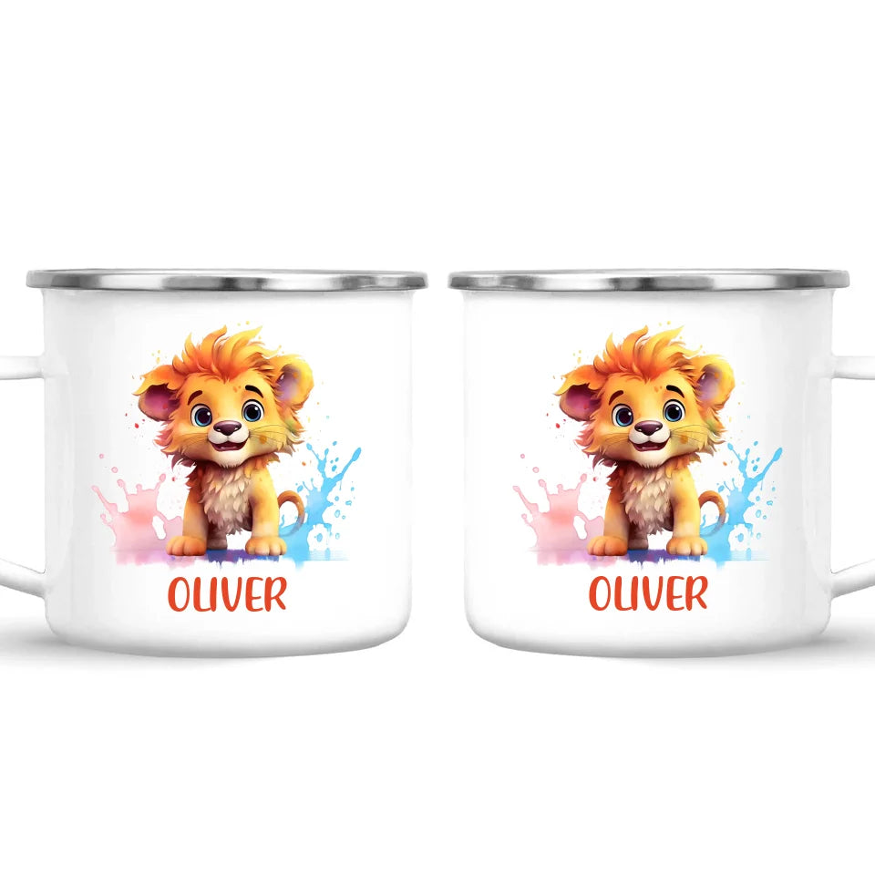 Personalised Lion Kids Cup - Custom Name 11oz, 6oz, or Enamel - Cute Jungle Animal Mug for Boys & Girls - New Zealand Made