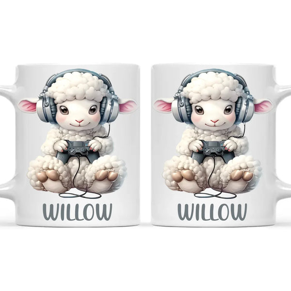 Personalised Gaming Sheep Kids Cup - Custom Name Cup - 11oz, 6oz or Enamel Cup - Cute Gamer Sheep Gift - NZ Made