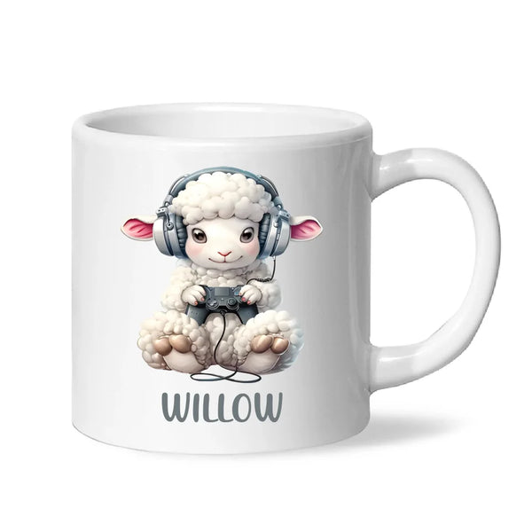 Personalised Gaming Sheep Kids Cup - Custom Name Cup - 11oz, 6oz or Enamel Cup - Cute Gamer Sheep Gift - NZ Made