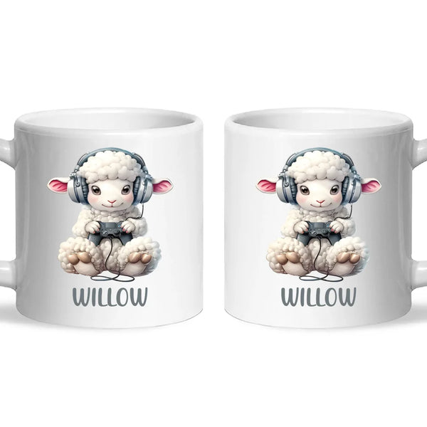 Personalised Gaming Sheep Kids Cup - Custom Name Cup - 11oz, 6oz or Enamel Cup - Cute Gamer Sheep Gift - NZ Made