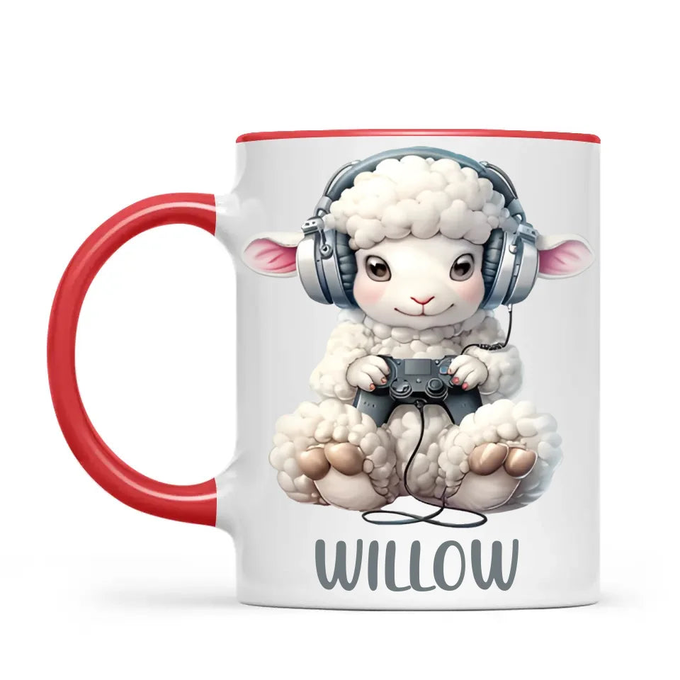 Personalised Gaming Sheep Kids Cup - Custom Name Cup - 11oz, 6oz or Enamel Cup - Cute Gamer Sheep Gift - NZ Made