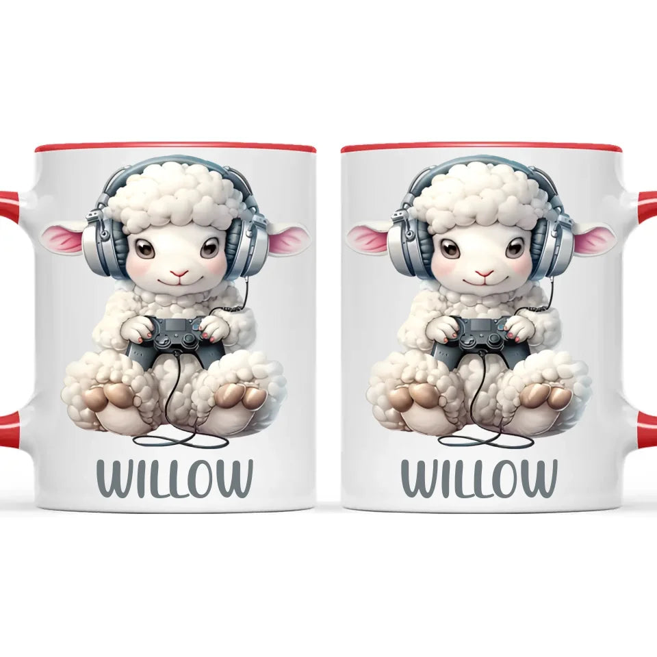 Personalised Gaming Sheep Kids Cup - Custom Name Cup - 11oz, 6oz or Enamel Cup - Cute Gamer Sheep Gift - NZ Made