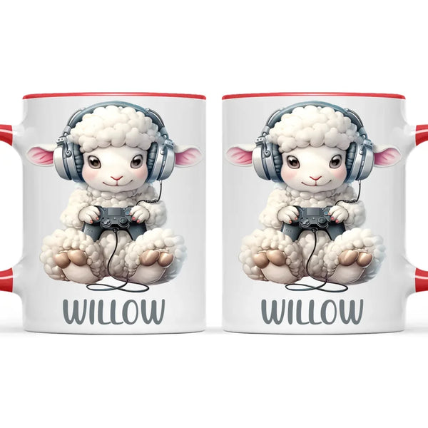 Personalised Gaming Sheep Kids Cup - Custom Name Cup - 11oz, 6oz or Enamel Cup - Cute Gamer Sheep Gift - NZ Made