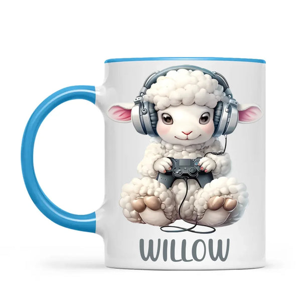 Personalised Gaming Sheep Kids Cup - Custom Name Cup - 11oz, 6oz or Enamel Cup - Cute Gamer Sheep Gift - NZ Made