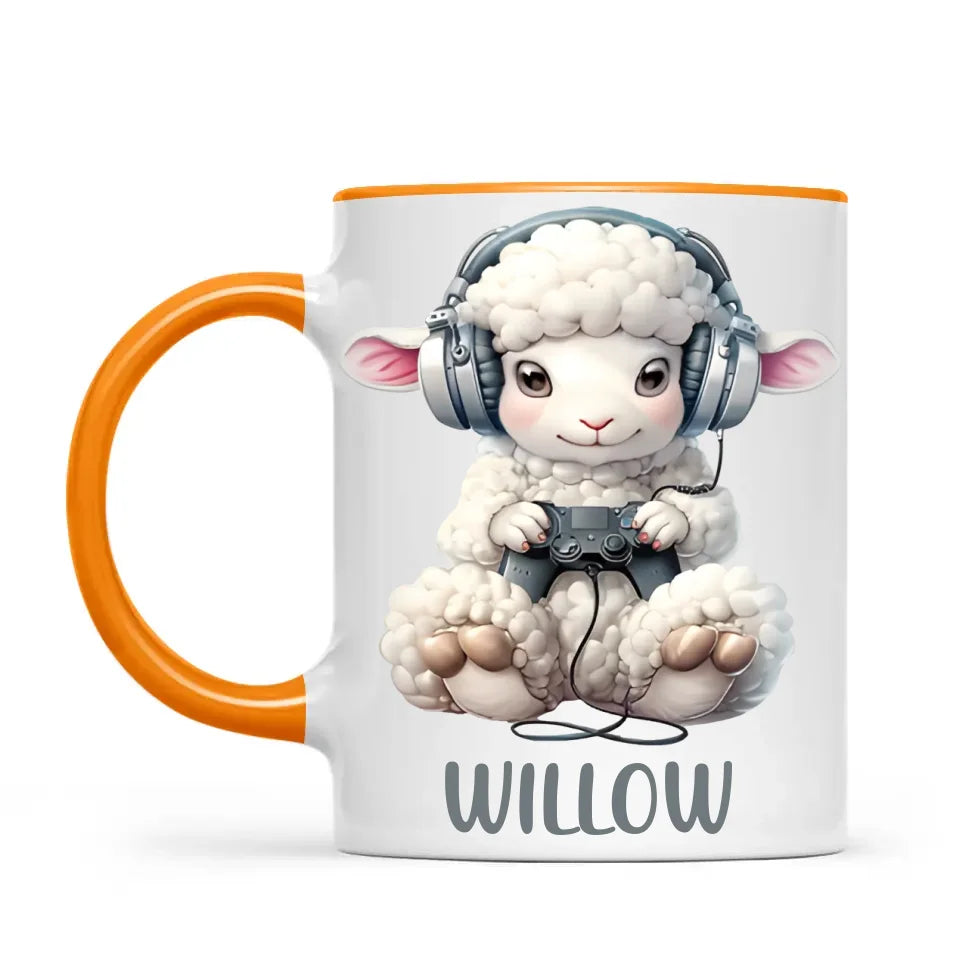 Personalised Gaming Sheep Kids Cup - Custom Name Cup - 11oz, 6oz or Enamel Cup - Cute Gamer Sheep Gift - NZ Made