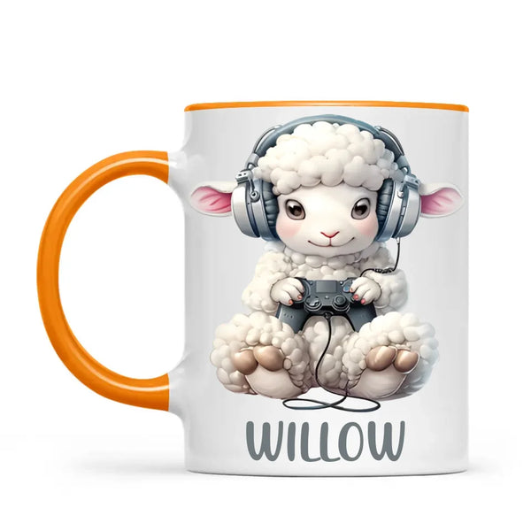 Personalised Gaming Sheep Kids Cup - Custom Name Cup - 11oz, 6oz or Enamel Cup - Cute Gamer Sheep Gift - NZ Made