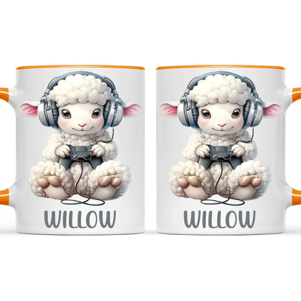 Personalised Gaming Sheep Kids Cup - Custom Name Cup - 11oz, 6oz or Enamel Cup - Cute Gamer Sheep Gift - NZ Made