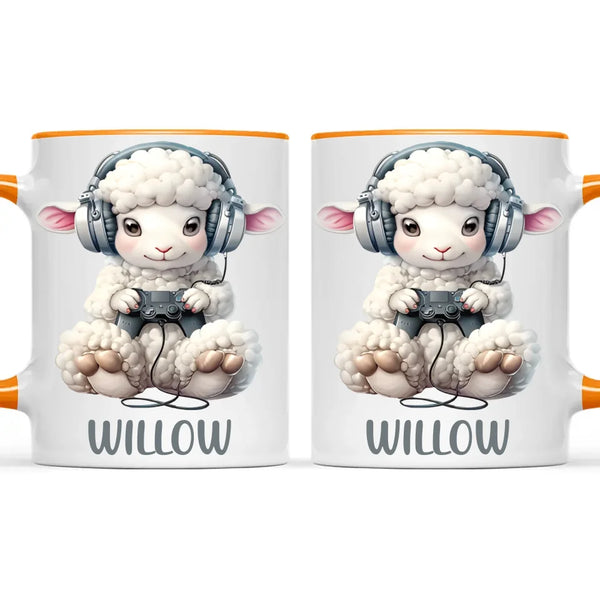 Personalised Gaming Sheep Kids Cup - Custom Name Cup - 11oz, 6oz or Enamel Cup - Cute Gamer Sheep Gift - NZ Made