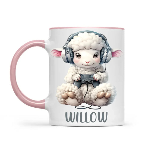 Personalised Gaming Sheep Kids Cup - Custom Name Cup - 11oz, 6oz or Enamel Cup - Cute Gamer Sheep Gift - NZ Made
