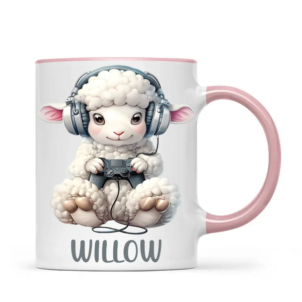 Personalised Gaming Sheep Kids Cup - Custom Name Cup - 11oz, 6oz or Enamel Cup - Cute Gamer Sheep Gift - NZ Made
