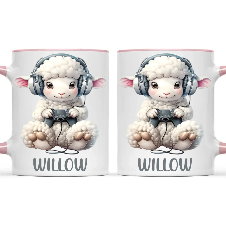 Personalised Gaming Sheep Kids Cup - Custom Name Cup - 11oz, 6oz or Enamel Cup - Cute Gamer Sheep Gift - NZ Made