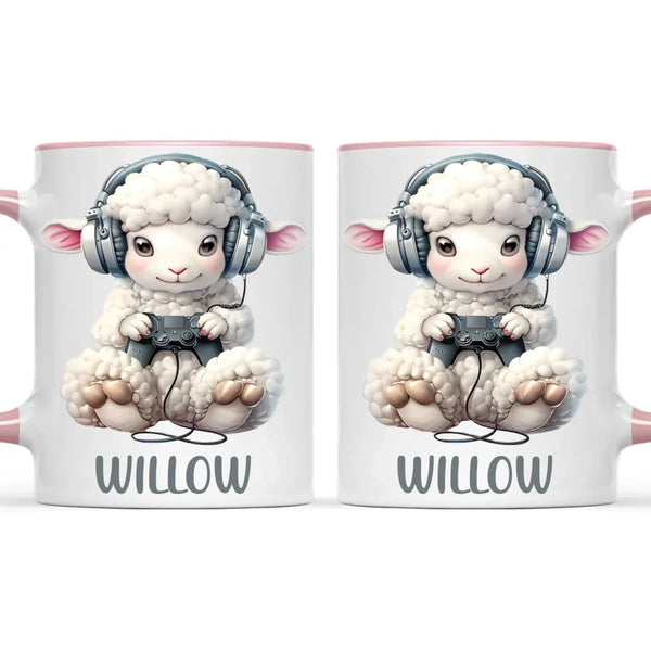 Personalised Gaming Sheep Kids Cup - Custom Name Cup - 11oz, 6oz or Enamel Cup - Cute Gamer Sheep Gift - NZ Made
