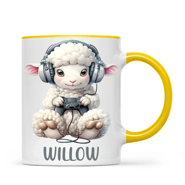 Personalised Gaming Sheep Kids Cup - Custom Name Cup - 11oz, 6oz or Enamel Cup - Cute Gamer Sheep Gift - NZ Made