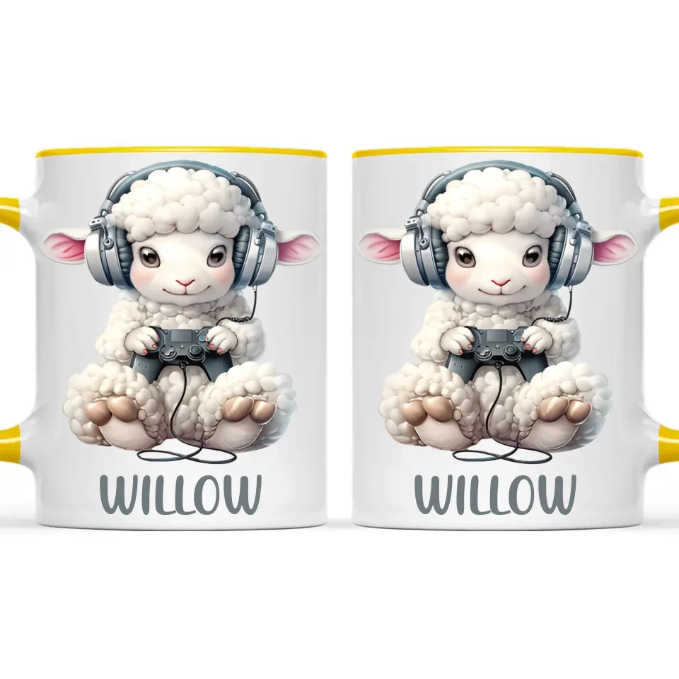 Personalised Gaming Sheep Kids Cup - Custom Name Cup - 11oz, 6oz or Enamel Cup - Cute Gamer Sheep Gift - NZ Made