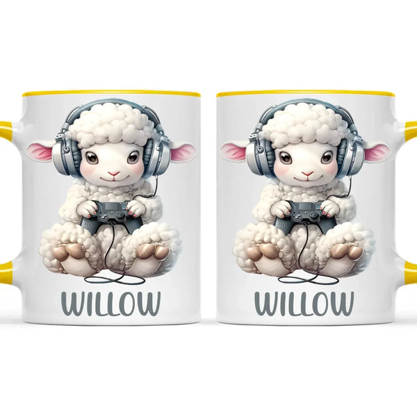 Personalised Gaming Sheep Kids Cup - Custom Name Cup - 11oz, 6oz or Enamel Cup - Cute Gamer Sheep Gift - NZ Made