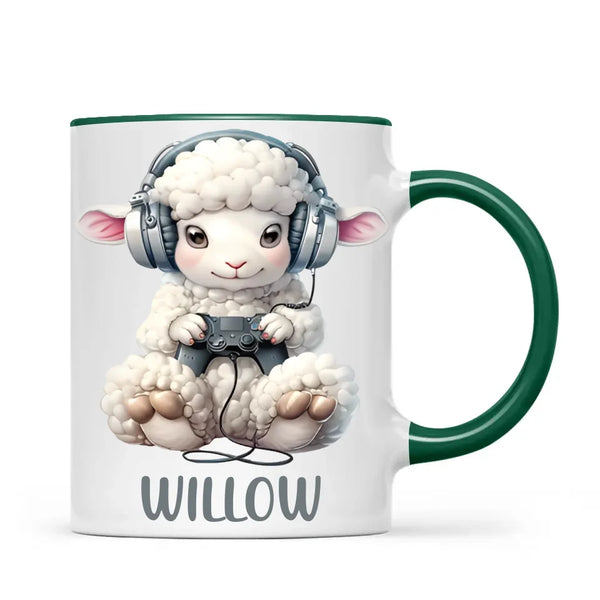 Personalised Gaming Sheep Kids Cup - Custom Name Cup - 11oz, 6oz or Enamel Cup - Cute Gamer Sheep Gift - NZ Made