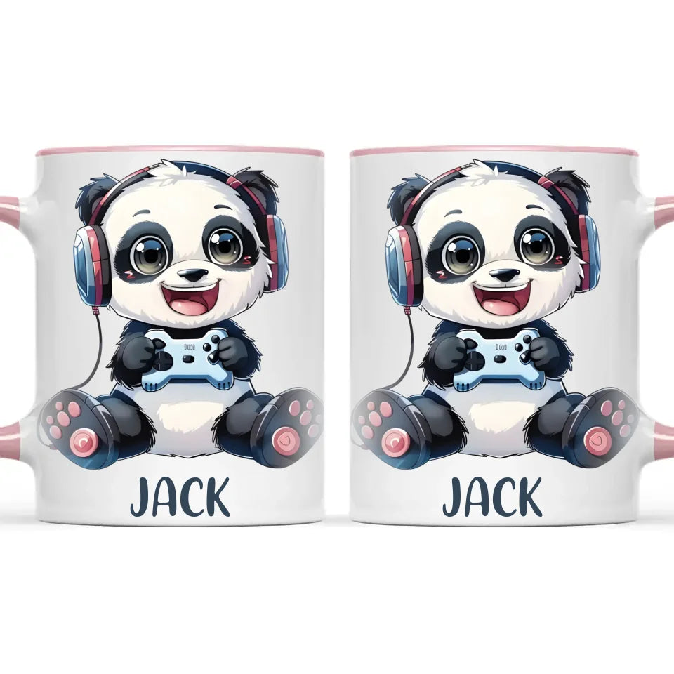 Personalised Gaming Panda Kids Cup - Custom Name Cup - 11oz, 6oz or Enamel Cup - Cute Gamer Panda Gift - NZ Made