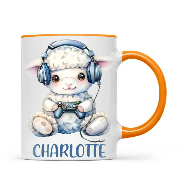 Personalised Gaming Lamb Kids Cup - Custom Name Mug - 11oz, 6oz or Enamel - Cute Gamer Sheep Gift - NZ Made
