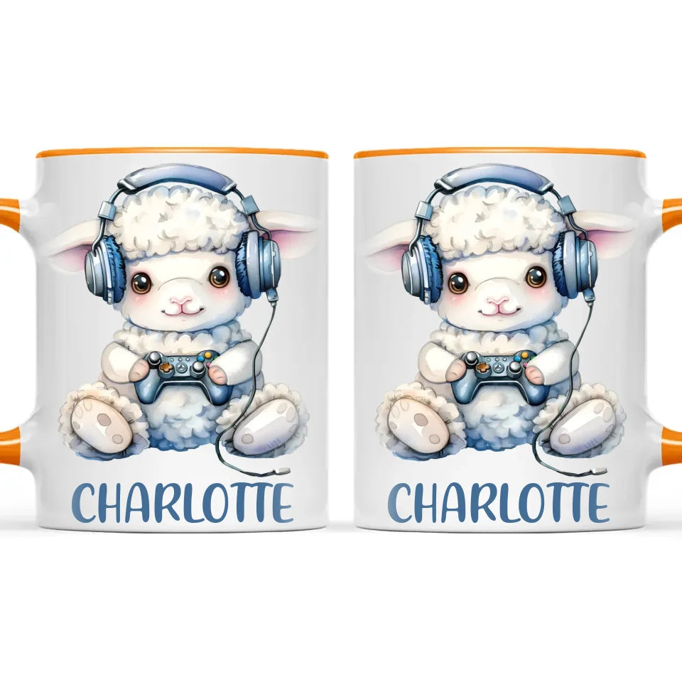 Personalised Gaming Lamb Kids Cup - Custom Name Mug - 11oz, 6oz or Enamel - Cute Gamer Sheep Gift - NZ Made