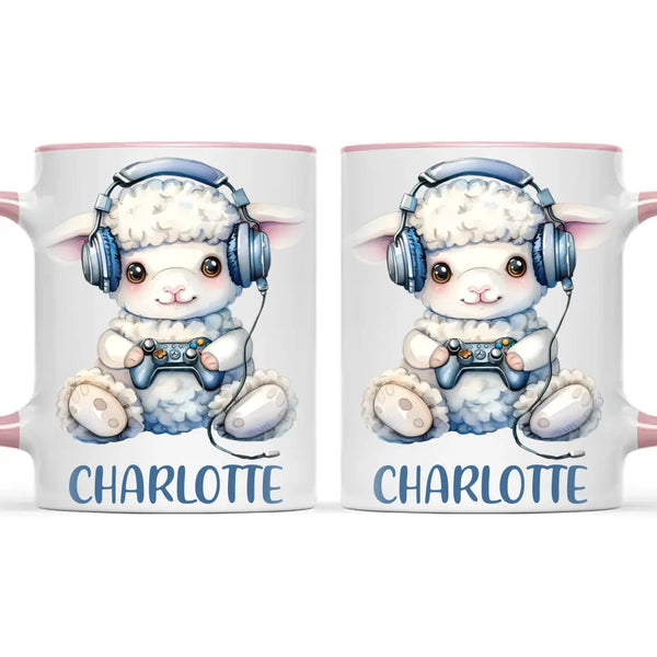 Personalised Gaming Lamb Kids Cup - Custom Name Mug - 11oz, 6oz or Enamel - Cute Gamer Sheep Gift - NZ Made