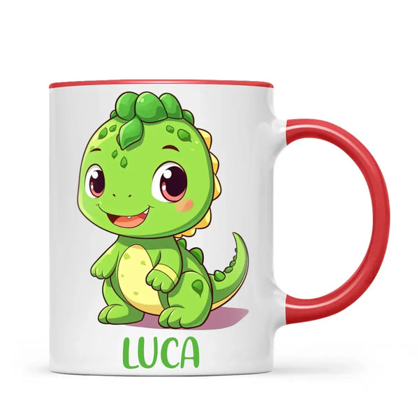 Personalised Green Dinosaur Kids Cup - Custom Name Dino Mug - 11oz, 6oz or Enamel - Cute Dinosaur Gift for Kids - NZ Made