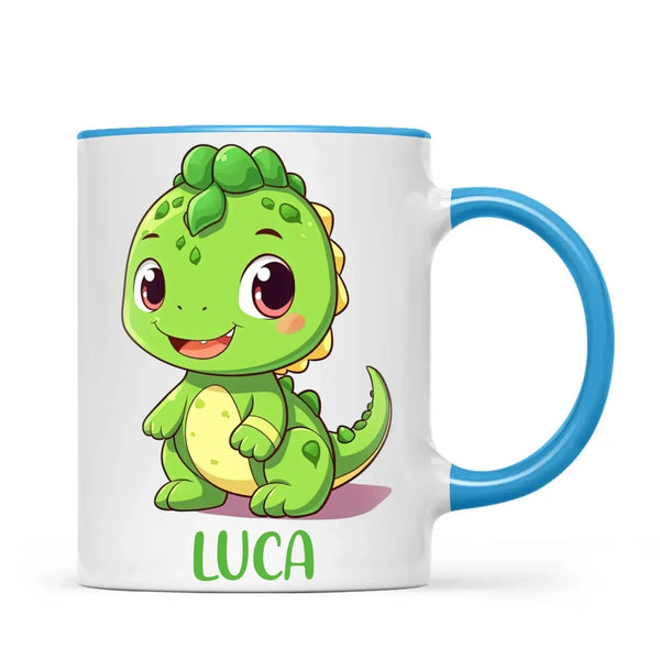 Personalised Green Dinosaur Kids Cup - Custom Name Dino Mug - 11oz, 6oz or Enamel - Cute Dinosaur Gift for Kids - NZ Made