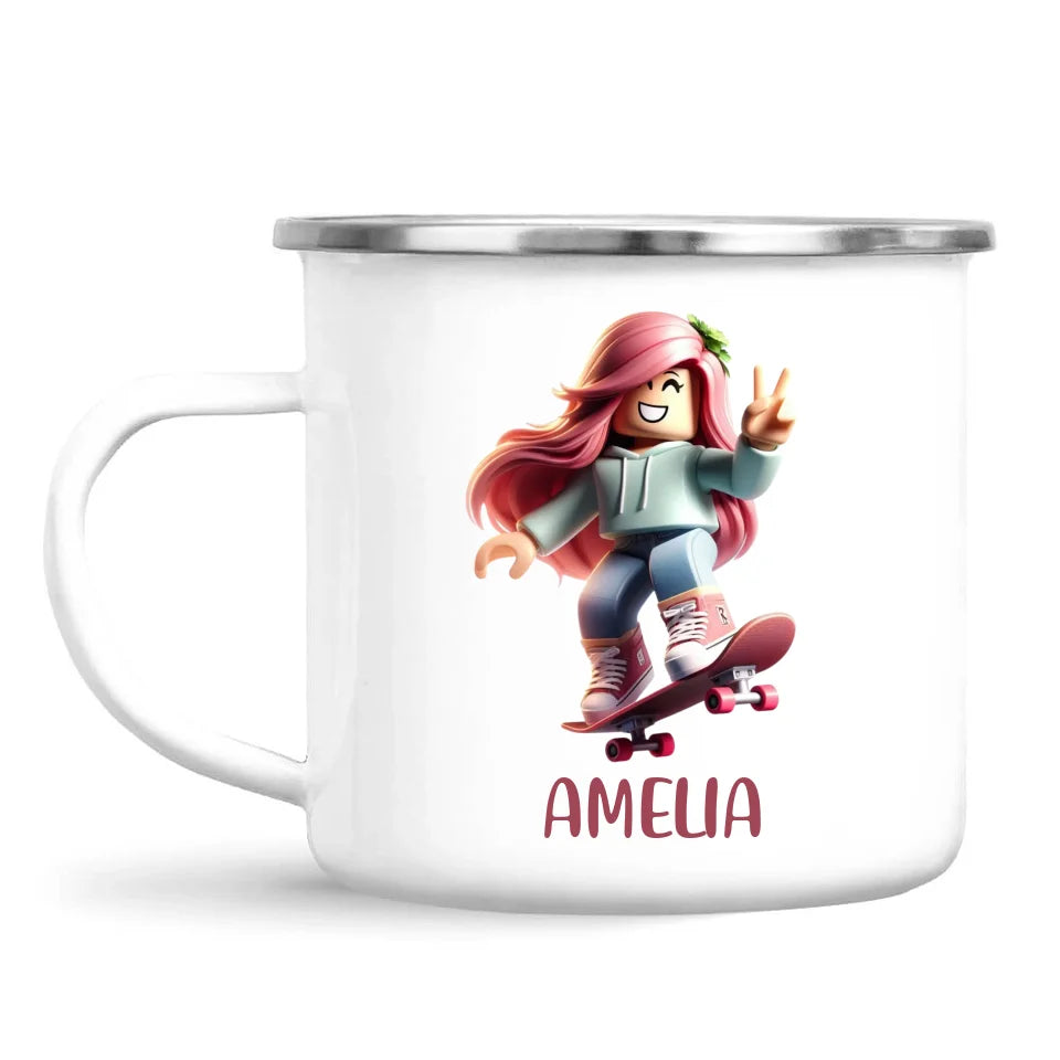 Personalised Skateboarder Kids Cup - Custom Name Skater Character Mug - 11oz, 6oz or Enamel - NZ Made Gift
