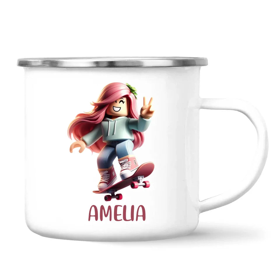 Personalised Skateboarder Kids Cup - Custom Name Skater Character Mug - 11oz, 6oz or Enamel - NZ Made Gift