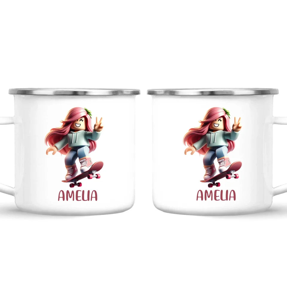 Personalised Skateboarder Kids Cup - Custom Name Skater Character Mug - 11oz, 6oz or Enamel - NZ Made Gift