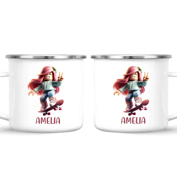 Personalised Skateboarder Kids Cup - Custom Name Skater Character Mug - 11oz, 6oz or Enamel - NZ Made Gift