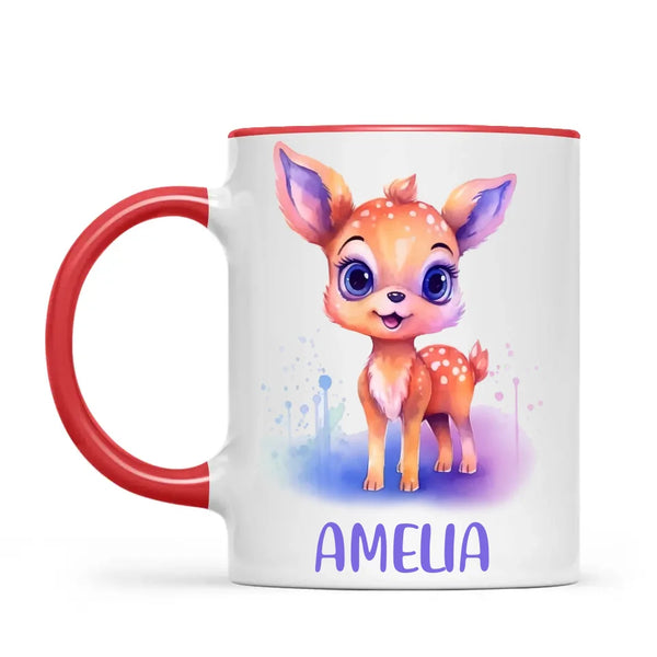 Personalised Deer Cup - Custom Name Kids Mug - Cute Fawn Design - Woodland Animal Gift - 11oz, 6oz or Enamel - NZ Made