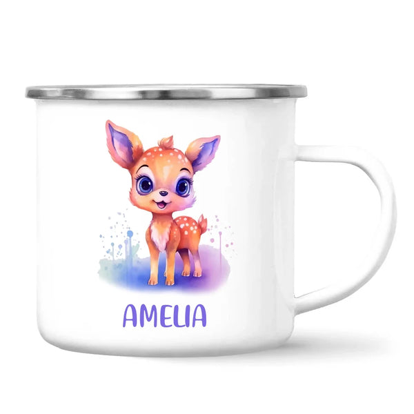 Personalised Deer Cup - Custom Name Kids Mug - Cute Fawn Design - Woodland Animal Gift - 11oz, 6oz or Enamel - NZ Made