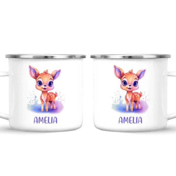 Personalised Deer Cup - Custom Name Kids Mug - Cute Fawn Design - Woodland Animal Gift - 11oz, 6oz or Enamel - NZ Made