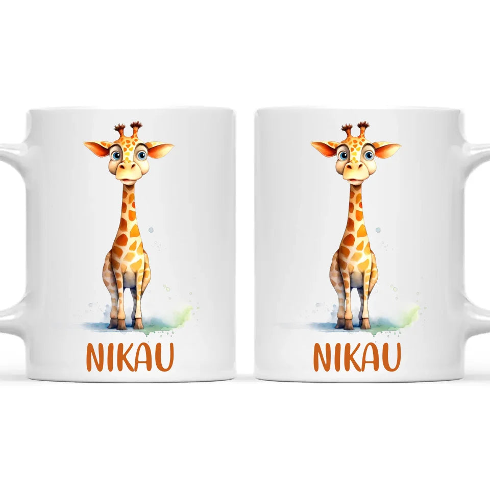 Personalised Giraffe Cup - Custom Name Kids Mug - Cute Animal Safari Gift - 11oz, 6oz or Enamel - NZ Made