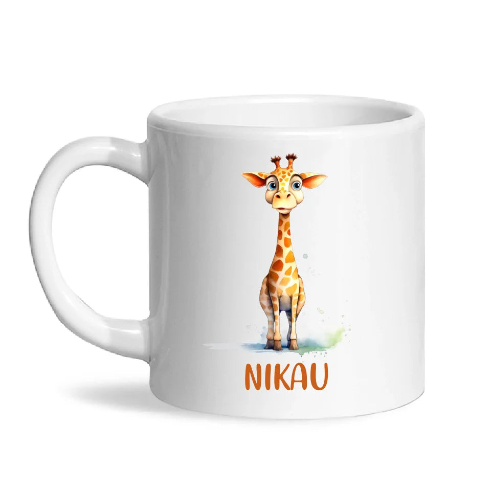 Personalised Giraffe Cup - Custom Name Kids Mug - Cute Animal Safari Gift - 11oz, 6oz or Enamel - NZ Made