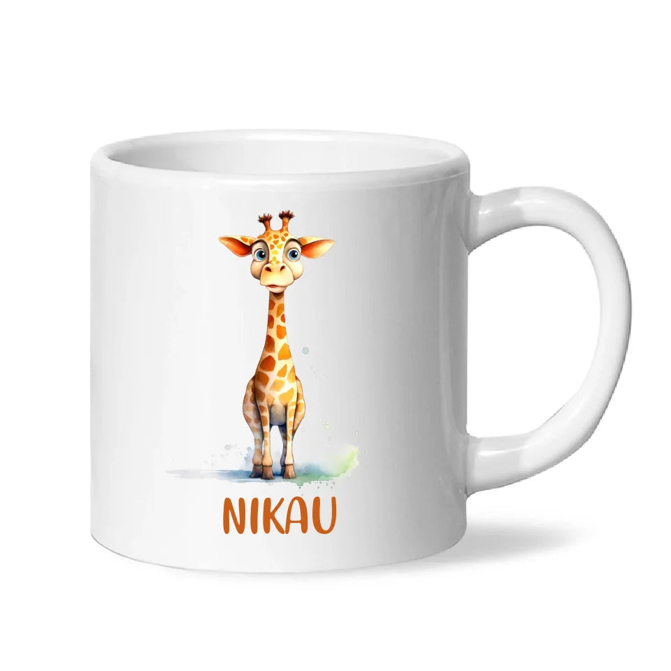 Personalised Giraffe Cup - Custom Name Kids Mug - Cute Animal Safari Gift - 11oz, 6oz or Enamel - NZ Made
