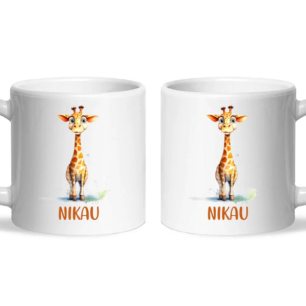 Personalised Giraffe Cup - Custom Name Kids Mug - Cute Animal Safari Gift - 11oz, 6oz or Enamel - NZ Made