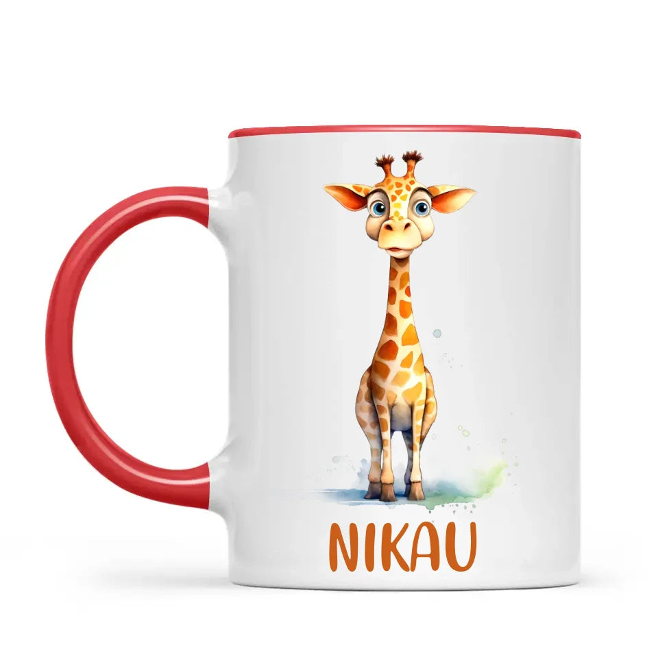 Personalised Giraffe Cup - Custom Name Kids Mug - Cute Animal Safari Gift - 11oz, 6oz or Enamel - NZ Made