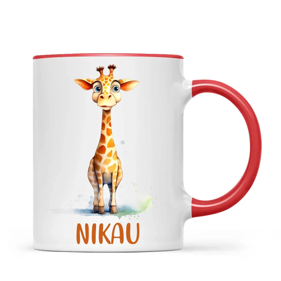 Personalised Giraffe Cup - Custom Name Kids Mug - Cute Animal Safari Gift - 11oz, 6oz or Enamel - NZ Made
