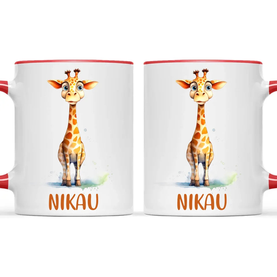 Personalised Giraffe Cup - Custom Name Kids Mug - Cute Animal Safari Gift - 11oz, 6oz or Enamel - NZ Made