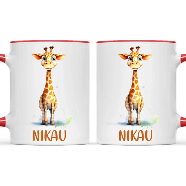 Personalised Giraffe Cup - Custom Name Kids Mug - Cute Animal Safari Gift - 11oz, 6oz or Enamel - NZ Made